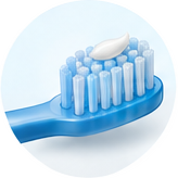 Brosse à dents avec une trace de dentifrice