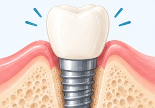 Pose de la couronne céramique sur l’implant